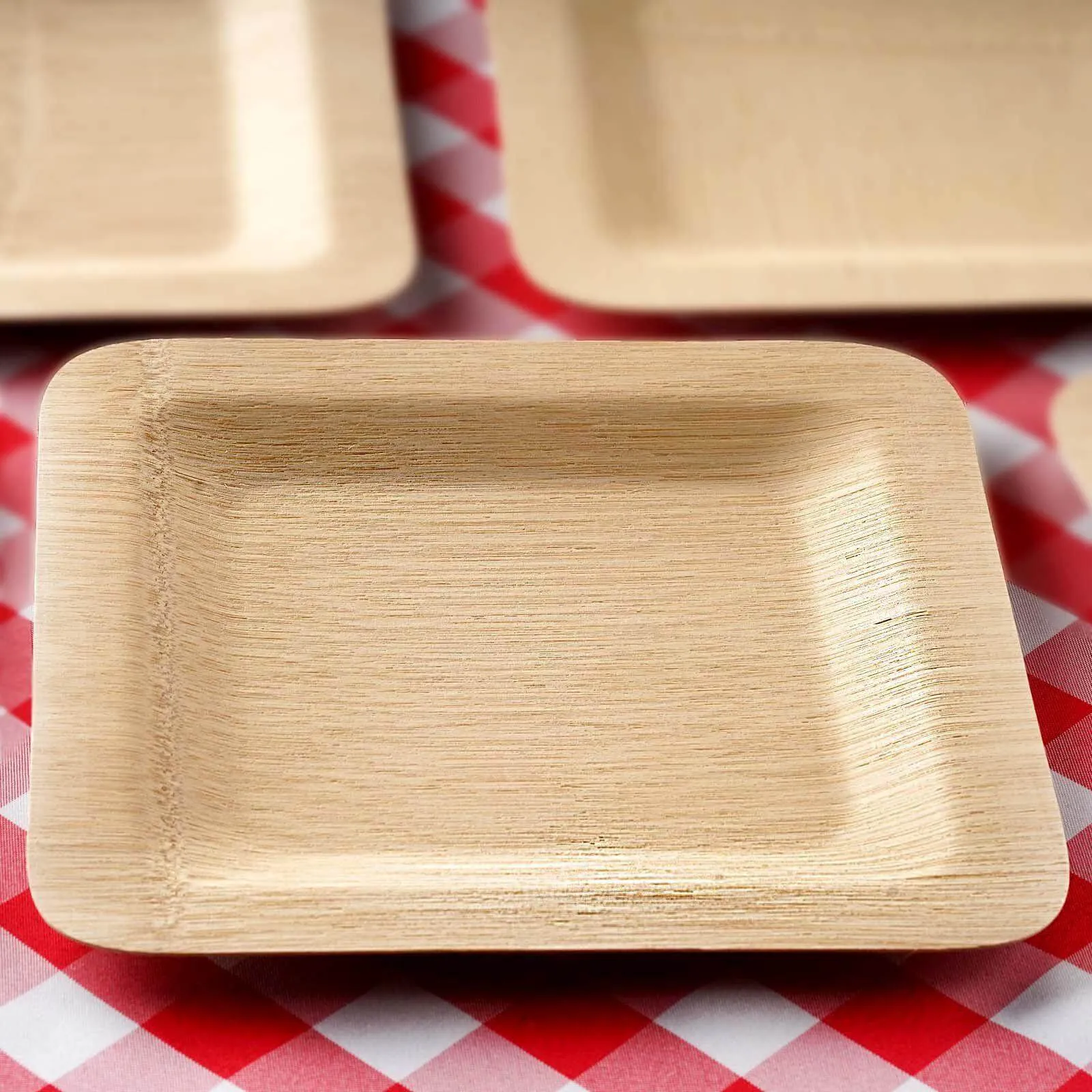 10 Pack 9" Eco Friendly Bamboo Square Disposable Dinner Plates