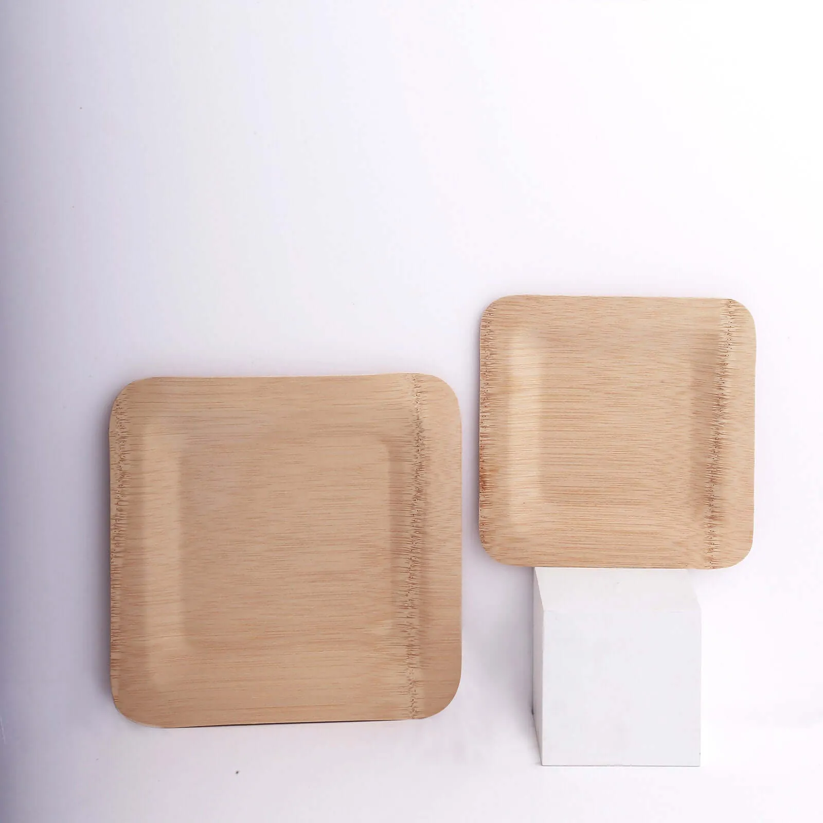 10 Pack 9" Eco Friendly Bamboo Square Disposable Dinner Plates