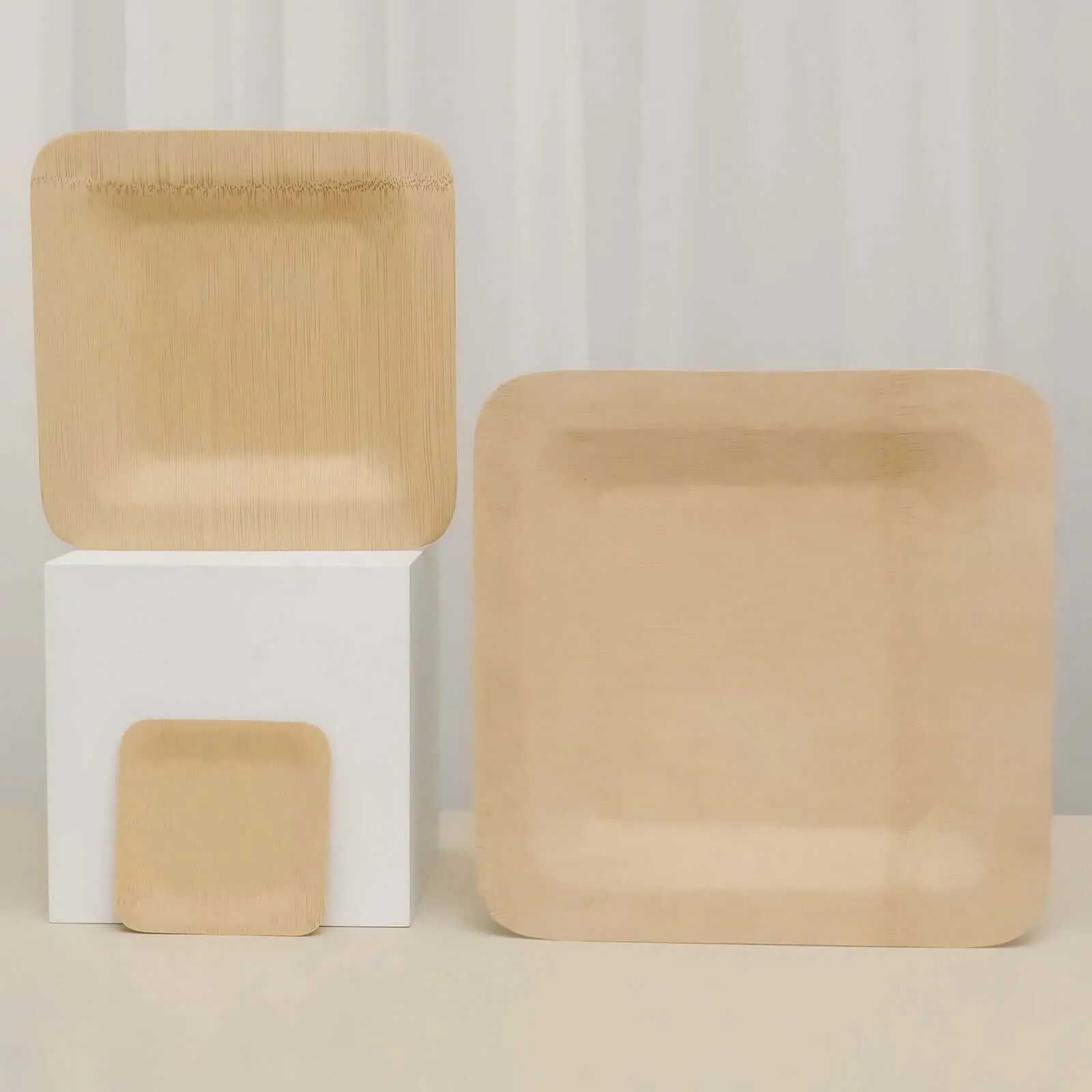 10 Pack 9" Eco Friendly Bamboo Square Disposable Dinner Plates