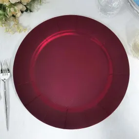 10 Pack Burgundy Disposable Charger Plates, Cardboard Serving Tray, Round with Leathery Texture 1100 GSM 13"