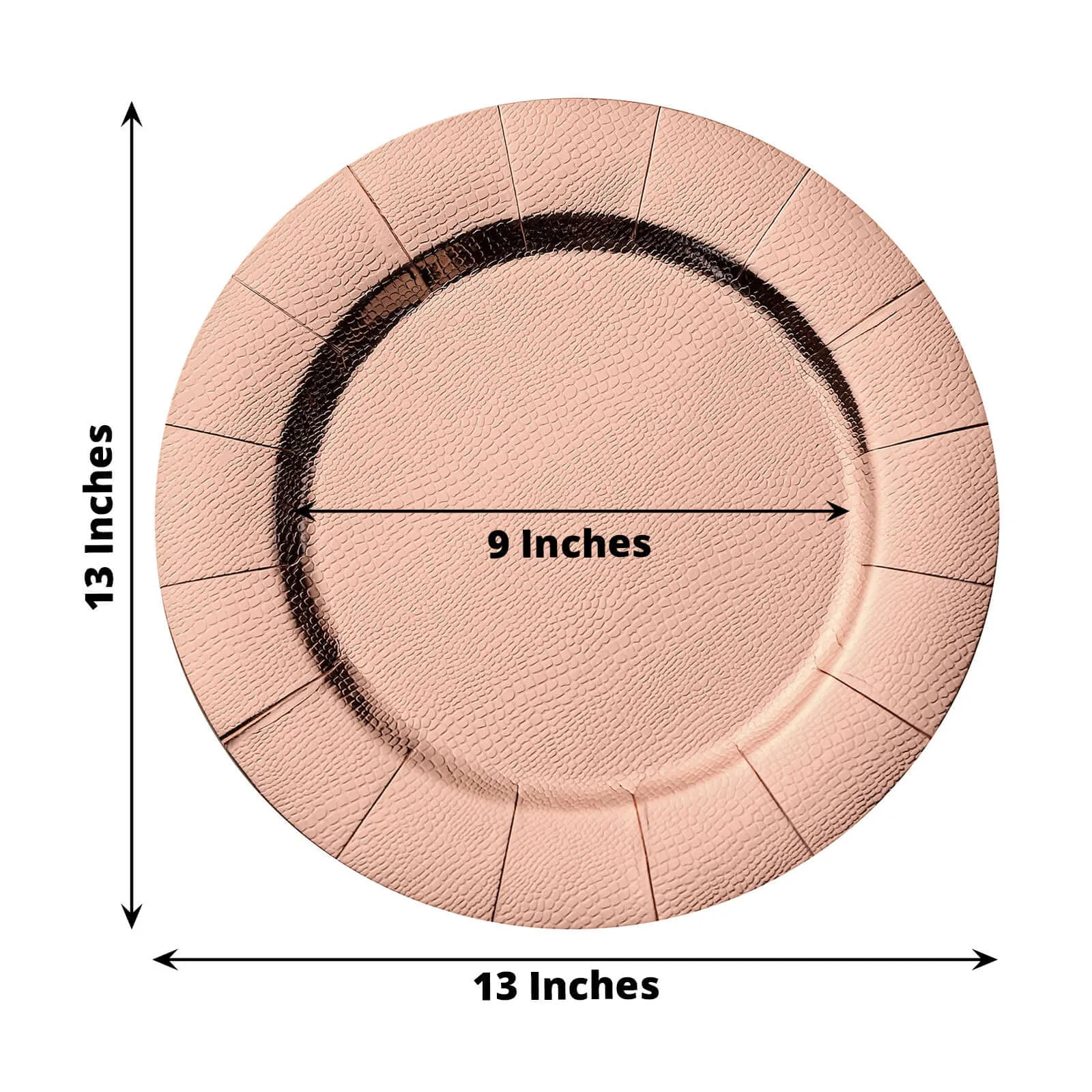 10 Pack Rose Gold Disposable Charger Plates, Cardboard Serving Tray, Round with Leathery Texture 1100 GSM 13"