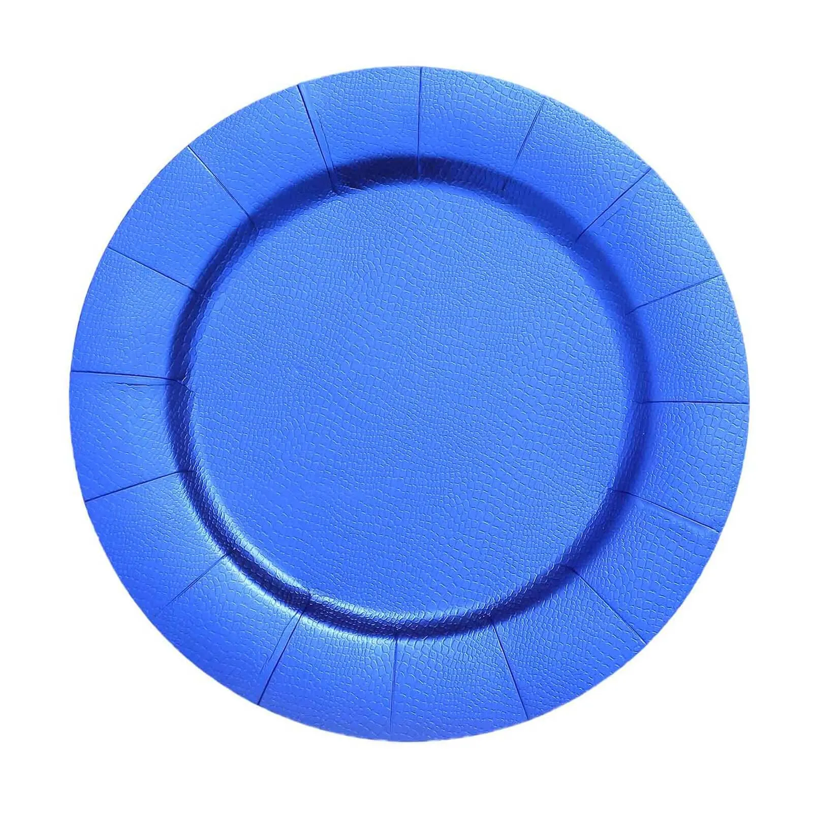 10 Pack Royal Blue Leather Textured Disposable Charger Plates, Round Cardboard Serving Trays 1100 GSM 13"