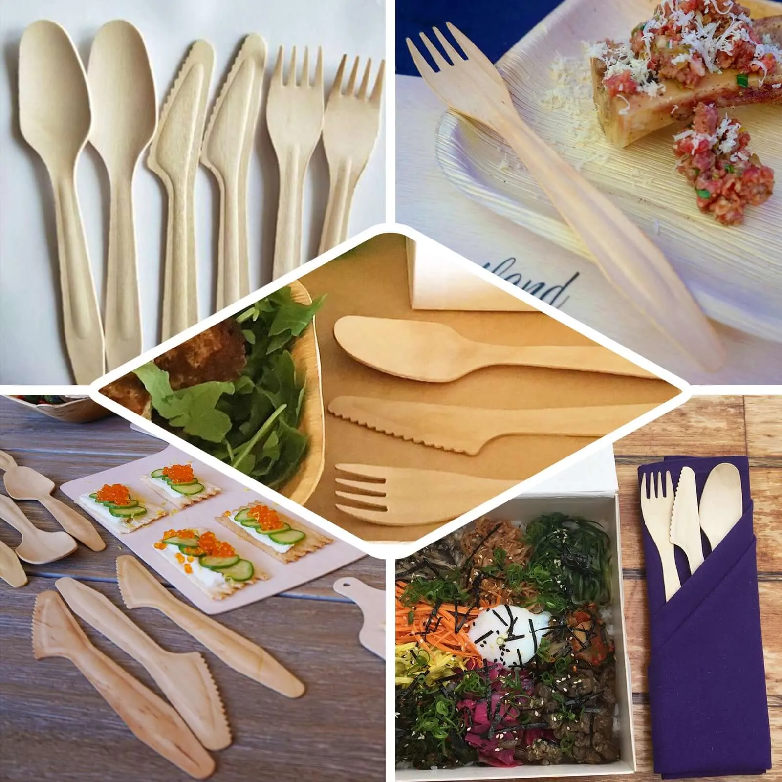 100 Pack Eco Friendly Birchwood Disposable Picnic Spoons, Cutlery 6"