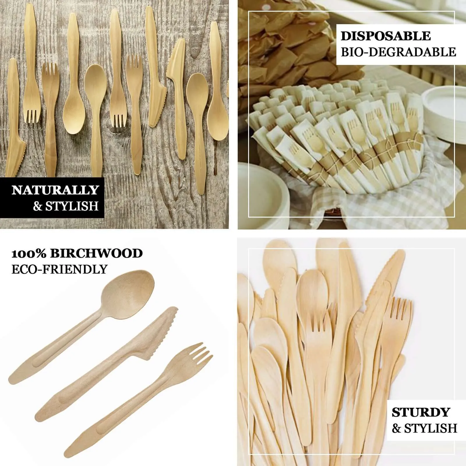 100 Pack Eco Friendly Birchwood Disposable Picnic Spoons, Cutlery 6"