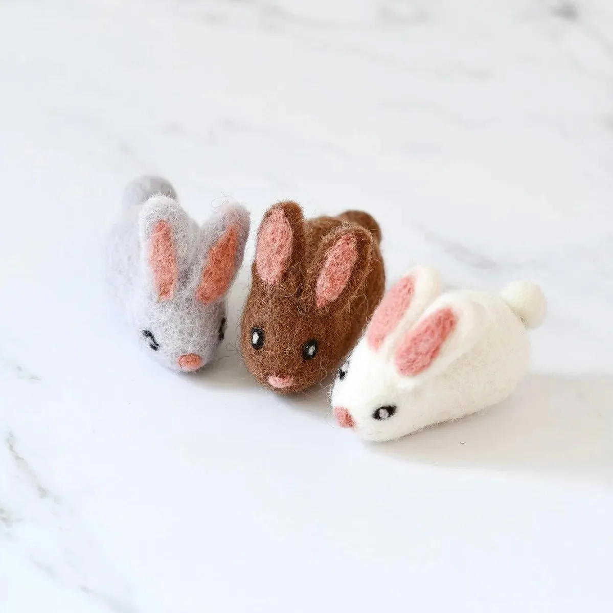 3 Handmade Felt Bunny Rabbits