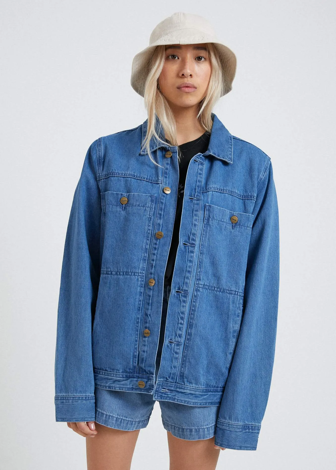 Afends Unisex Overtime - Unisex Hemp Denim Jacket - Classic Blue