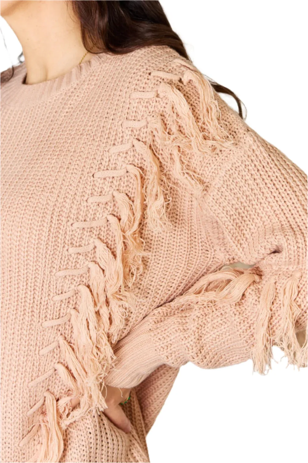 And The Why Tassel Detail Long Sleeve Sweater