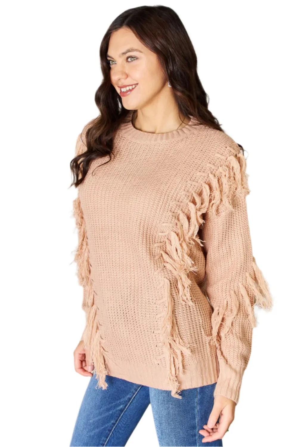 And The Why Tassel Detail Long Sleeve Sweater