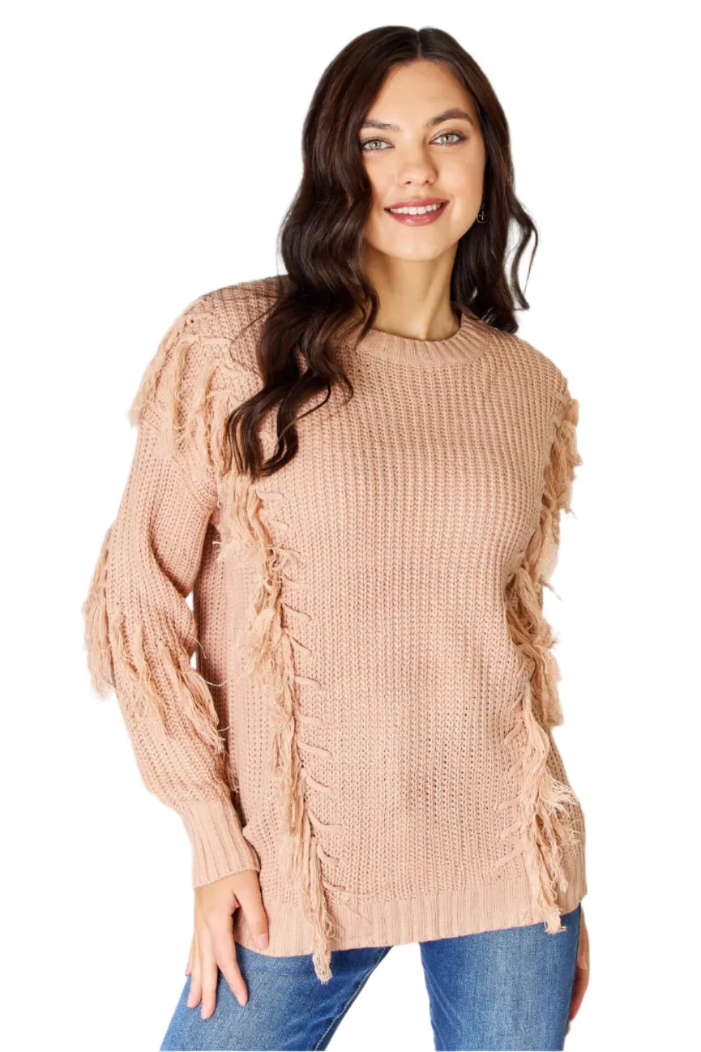 And The Why Tassel Detail Long Sleeve Sweater