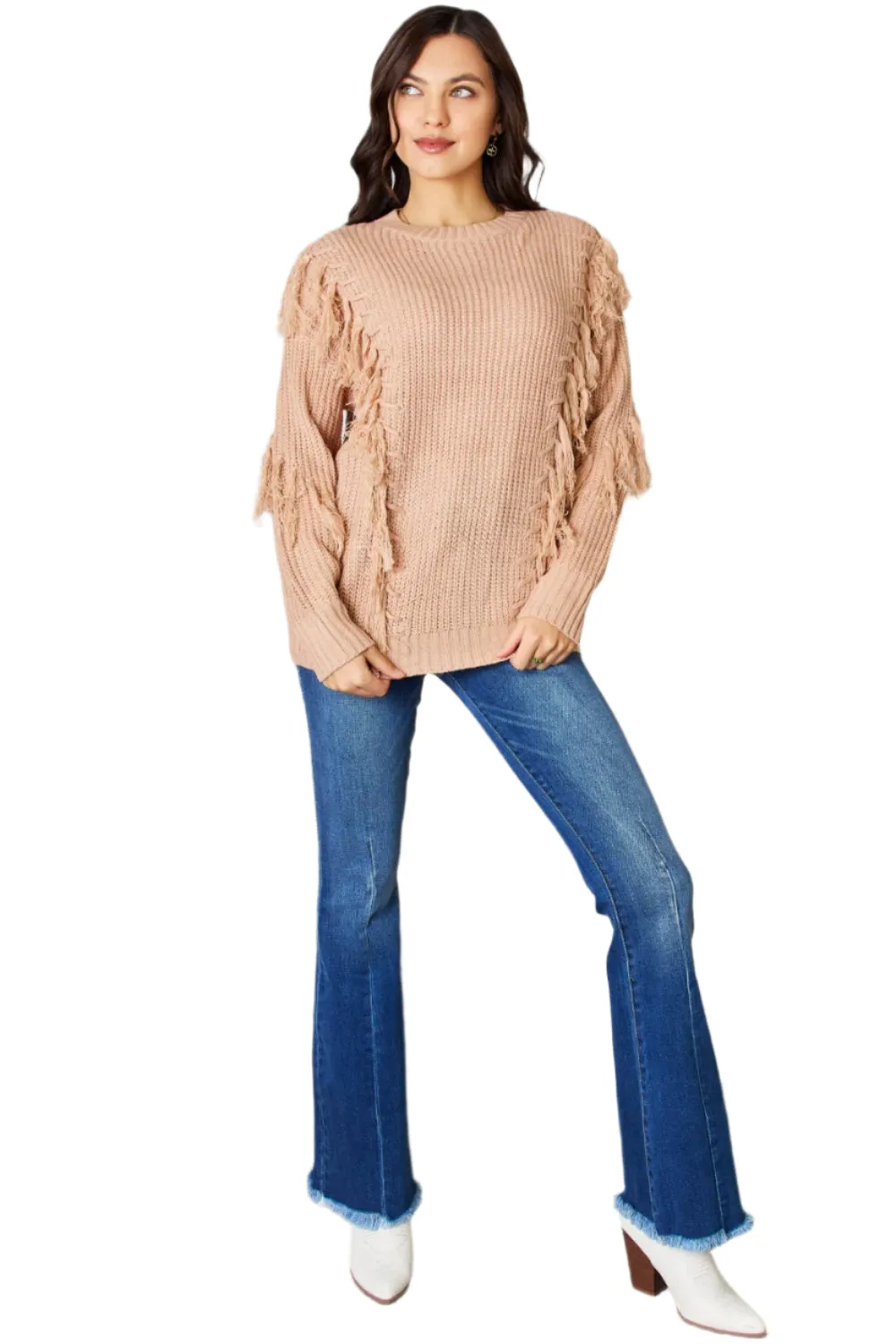 And The Why Tassel Detail Long Sleeve Sweater