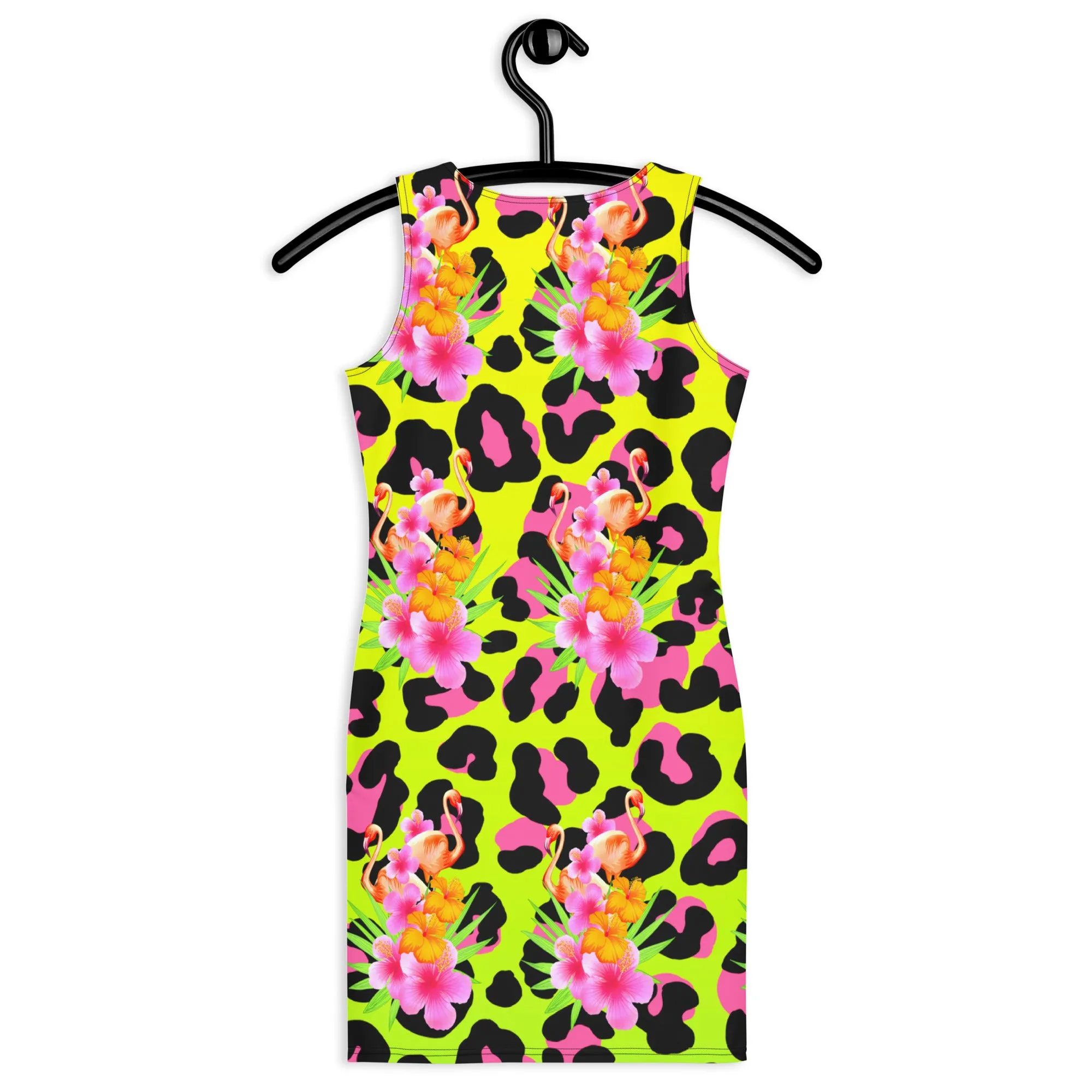 Animal Print Tropical Flamingos Bodycon Dress