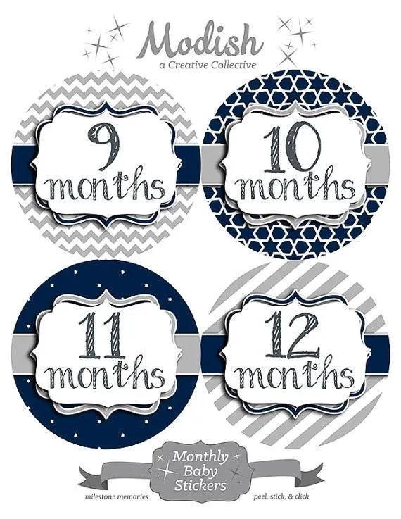 ASSORTED PATTERN MONTHLY BABY STICKERS