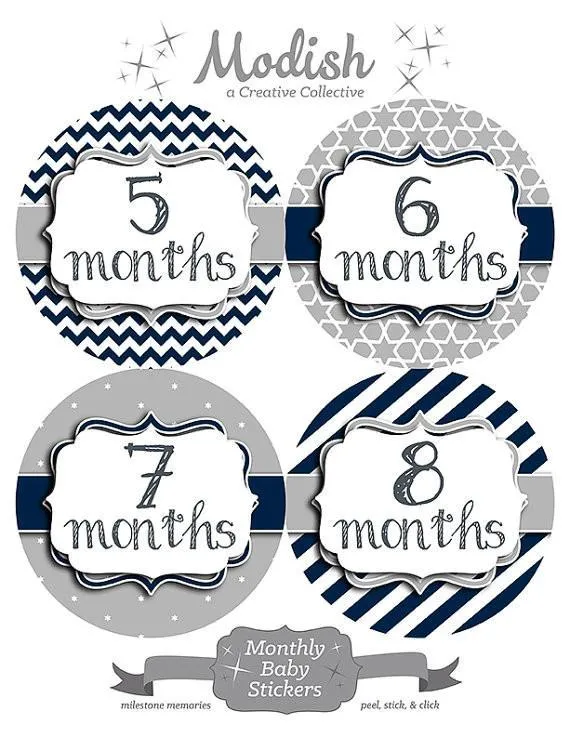 ASSORTED PATTERN MONTHLY BABY STICKERS