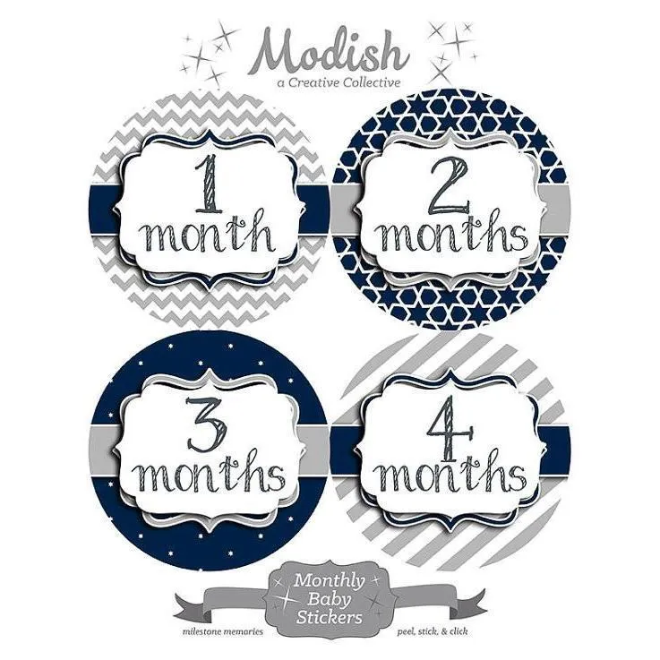 ASSORTED PATTERN MONTHLY BABY STICKERS