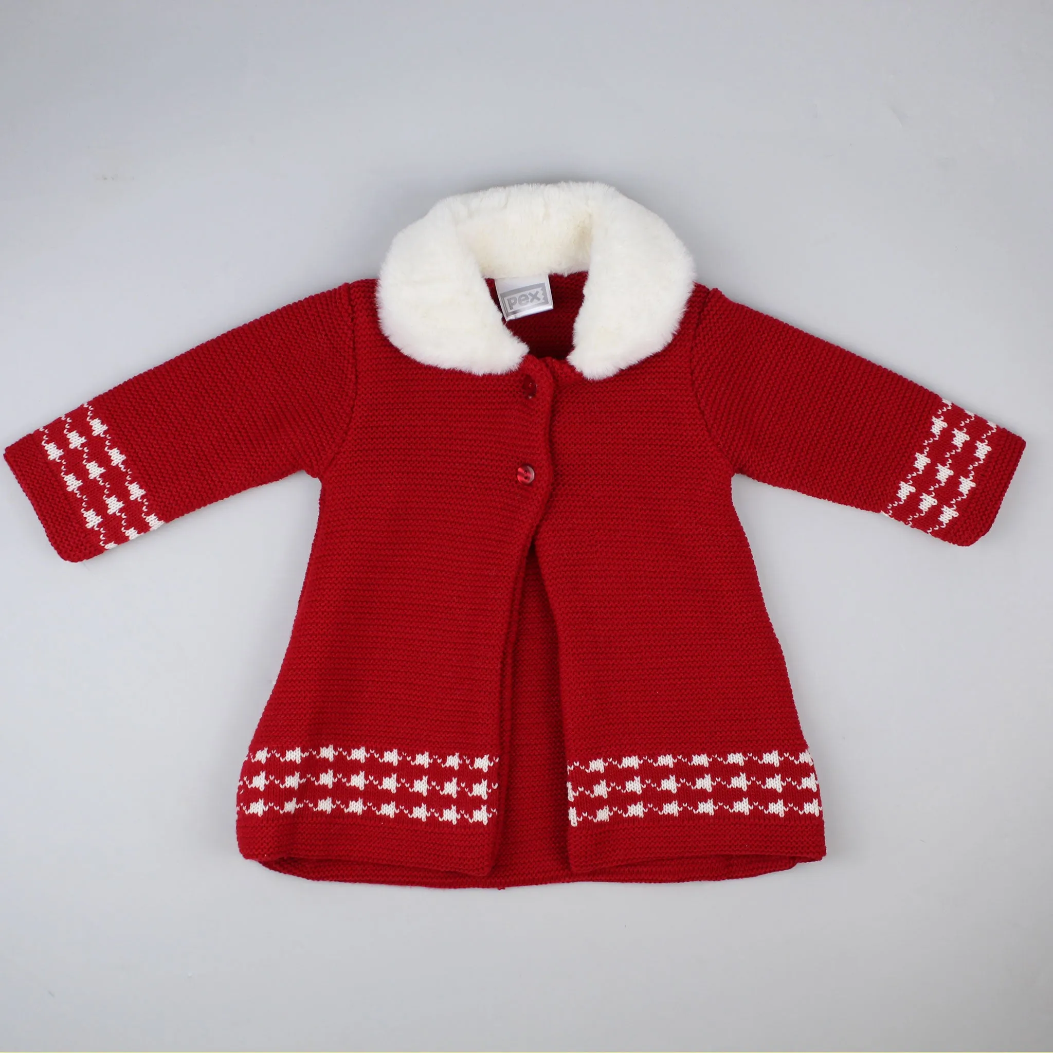 Baby Girl Red Knitted Coat - Pex Miranda