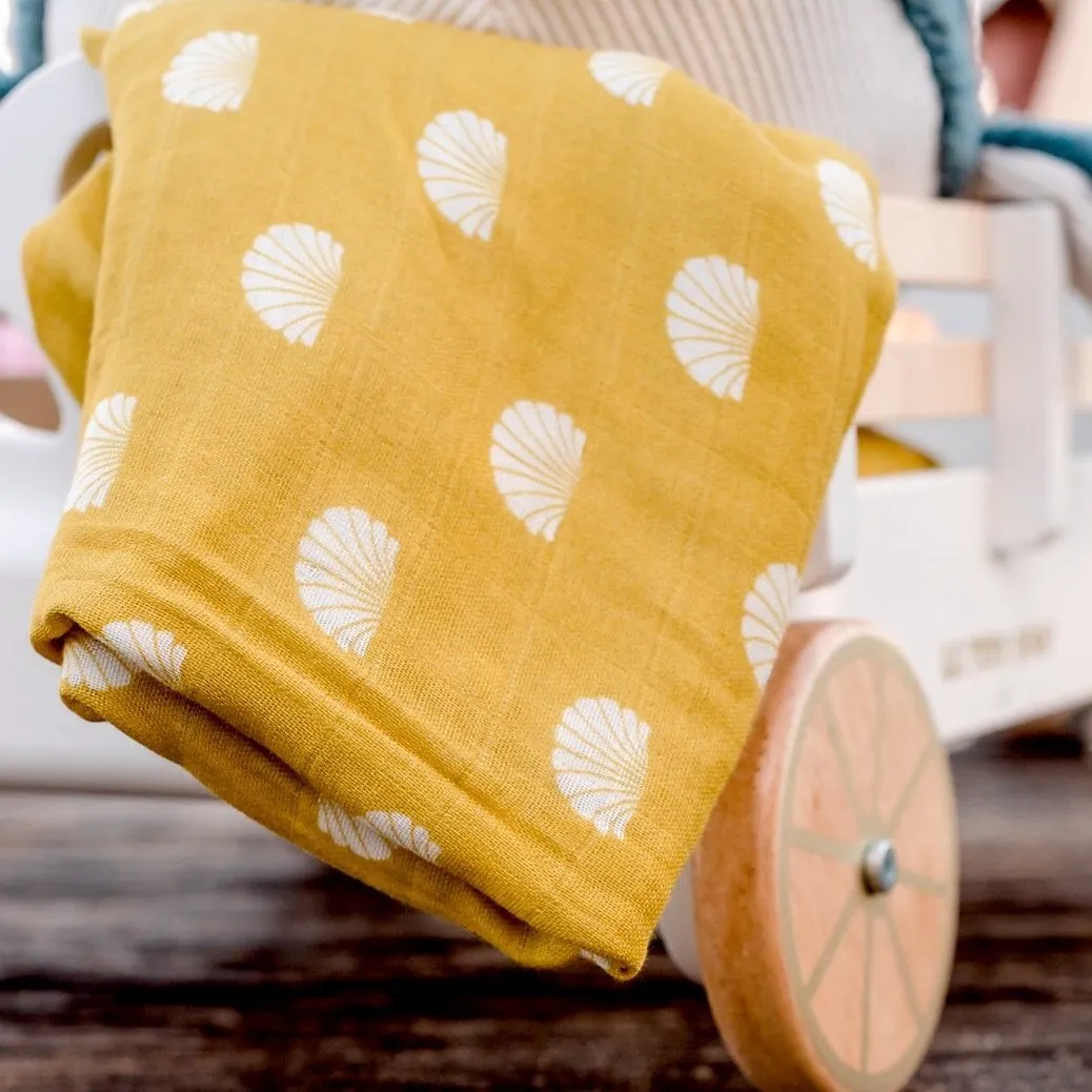 Bamboo   Cotton Muslin Swaddle Wrap | Pear - Shell Print