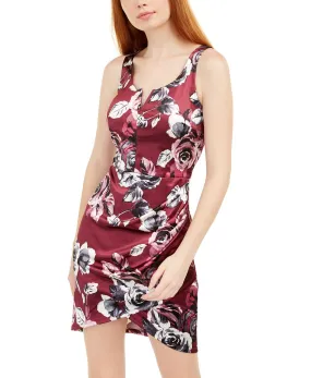 BCX Women's Printed Satin Dress Red Size 3