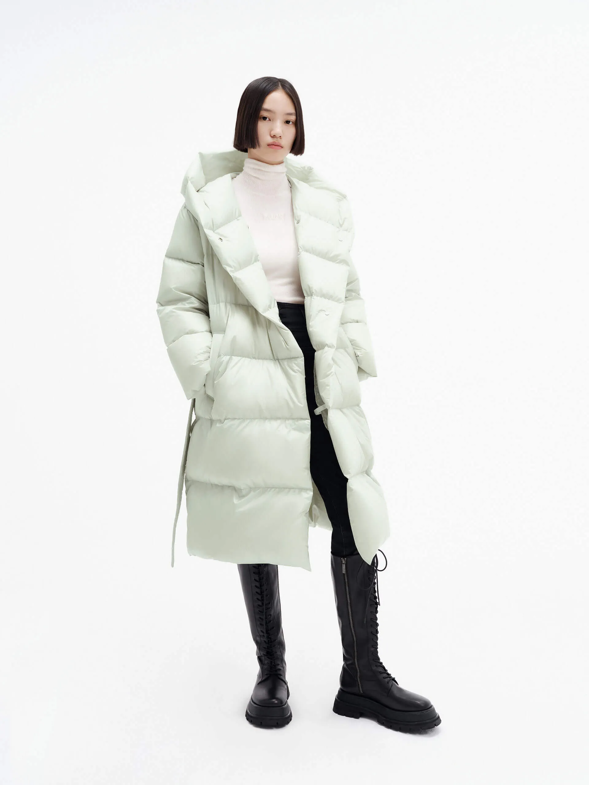 Belted Quilted Shell Down Coat