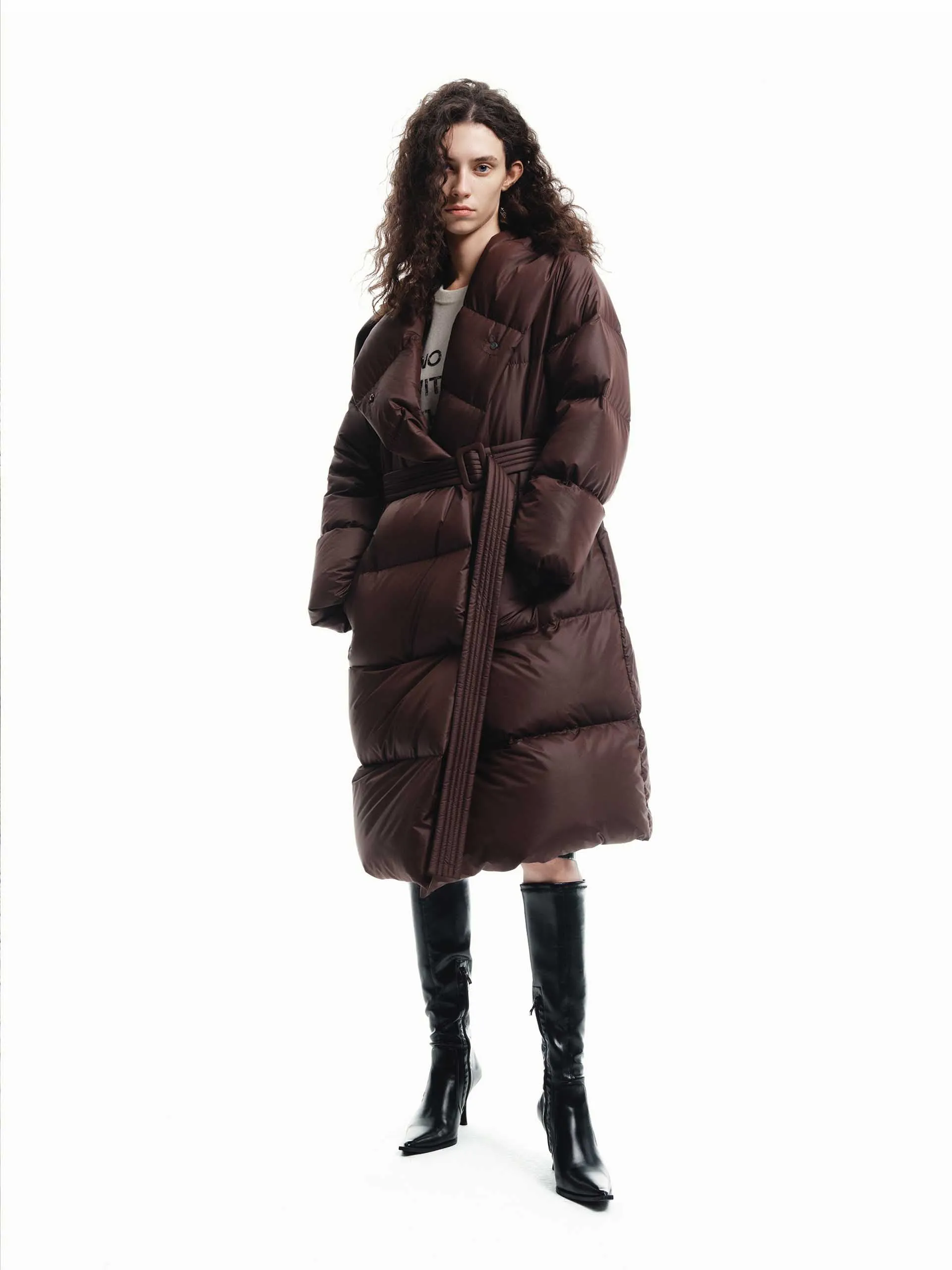 Belted Quilted Shell Down Coat