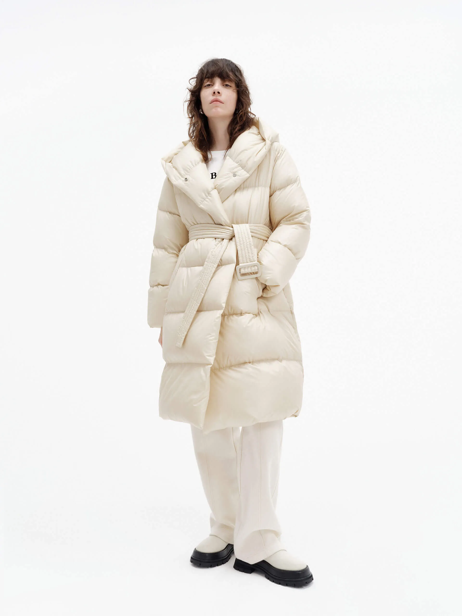 Belted Quilted Shell Down Coat