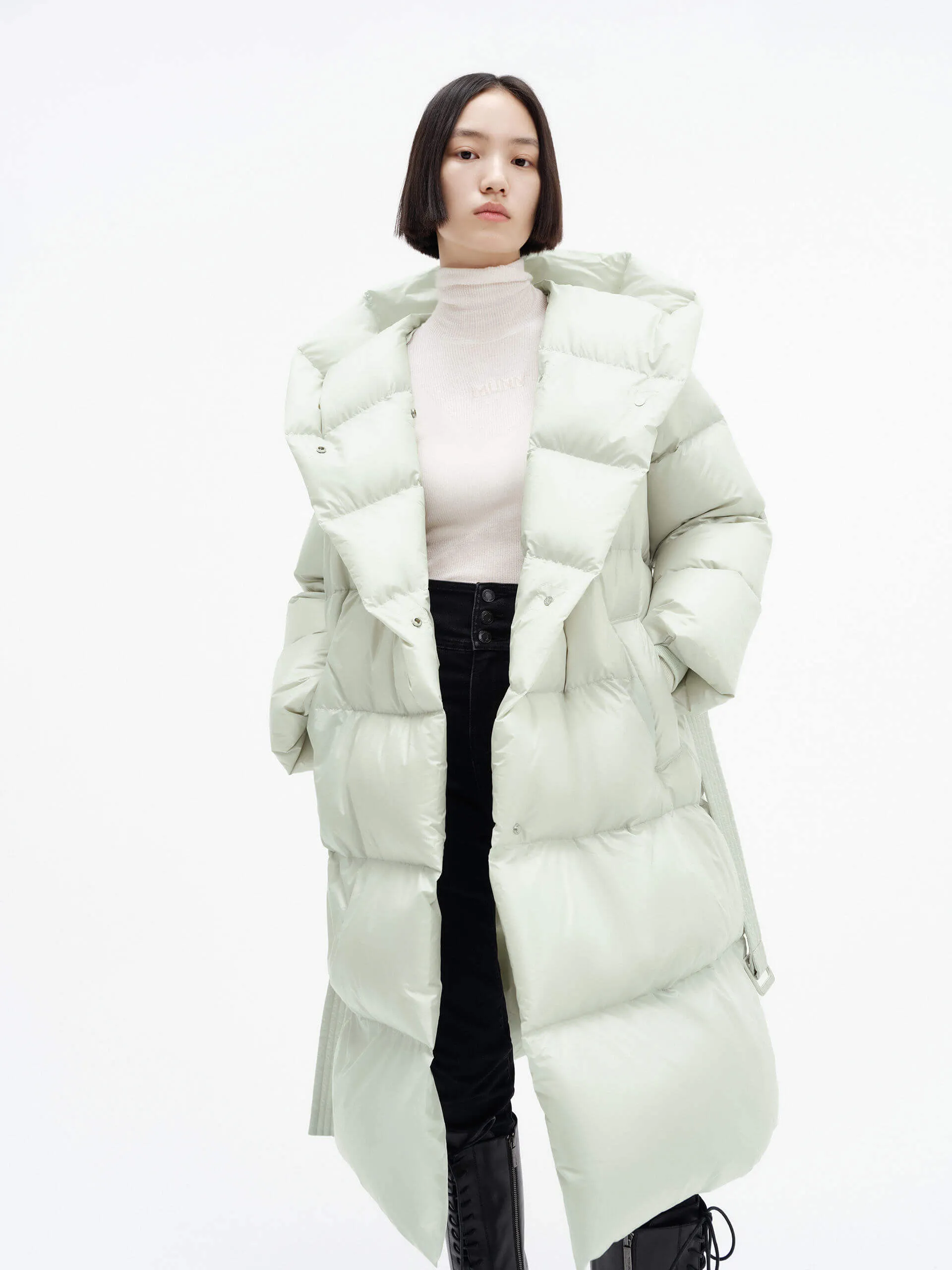 Belted Quilted Shell Down Coat