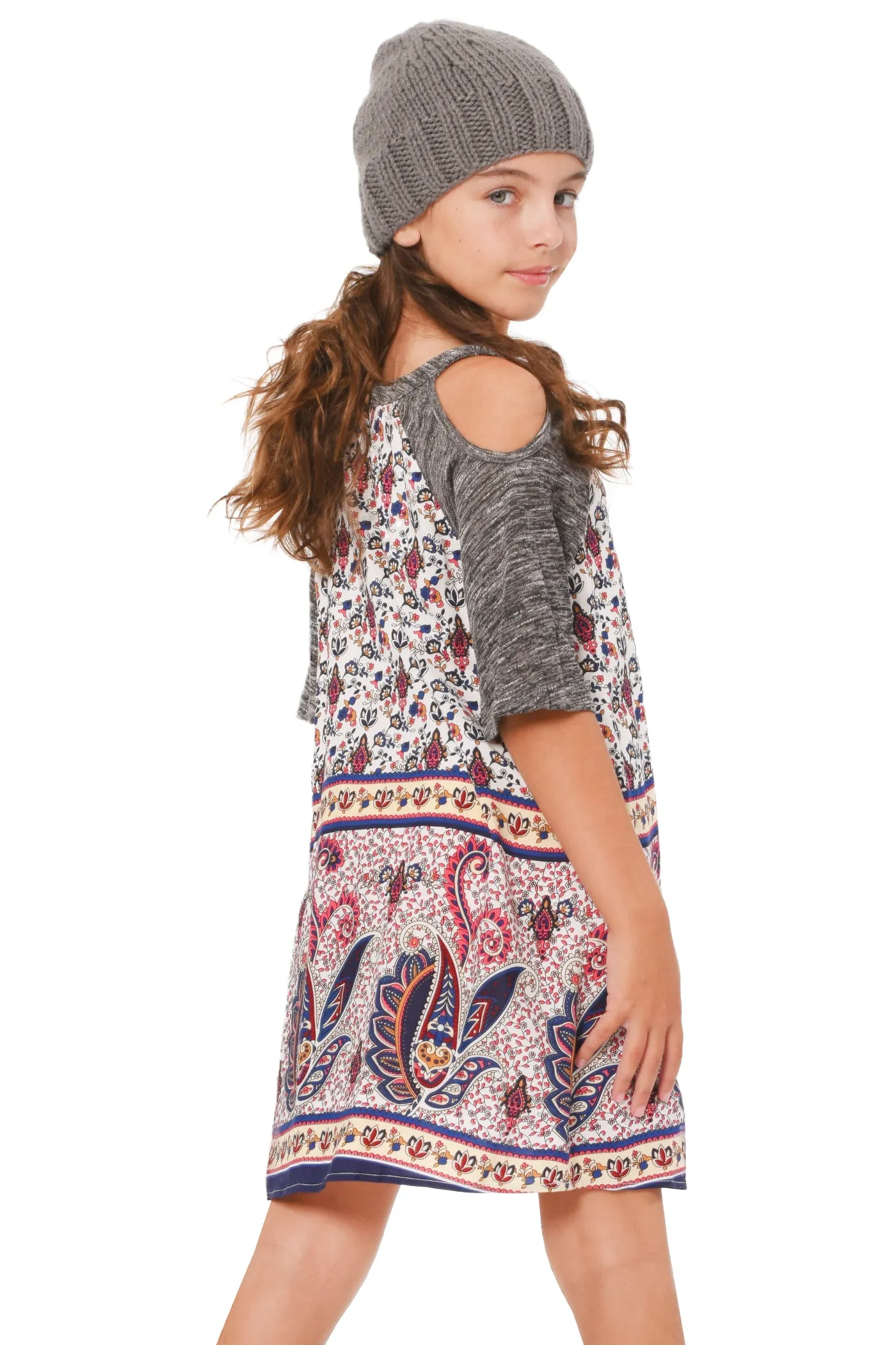 Big Girls Cold Shoulder A-Line Dress