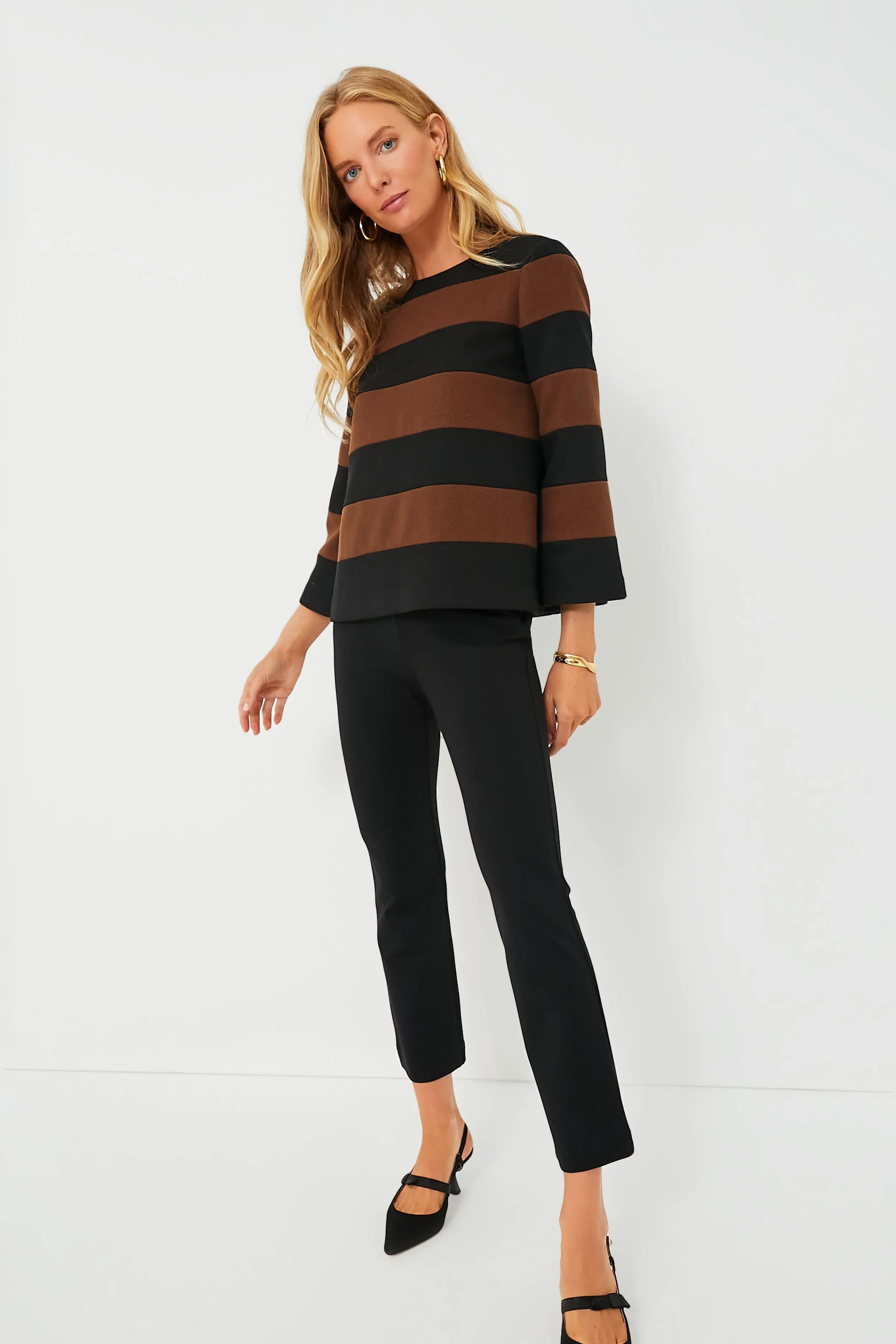 Black and Brown Striped Mia Blouse