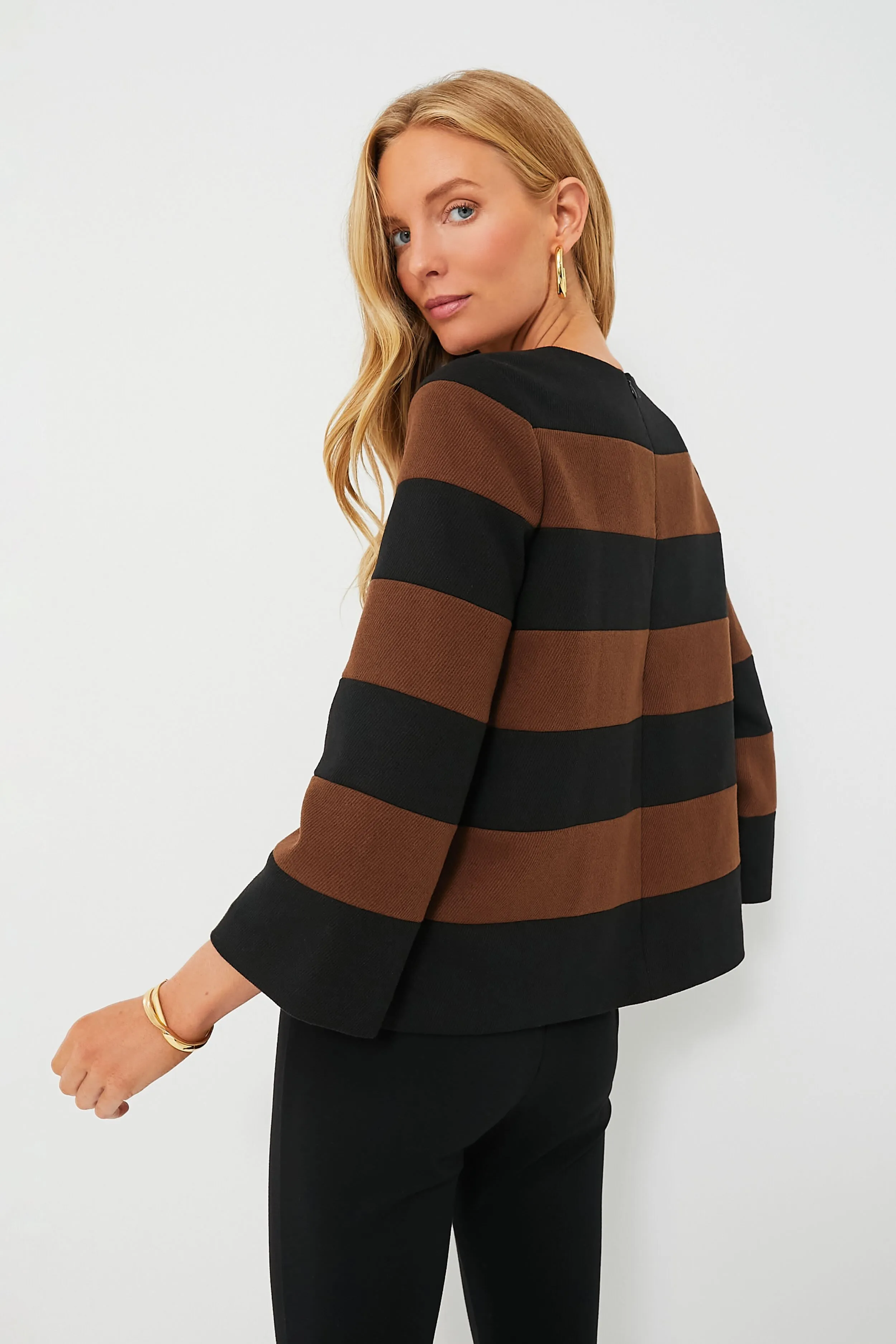 Black and Brown Striped Mia Blouse