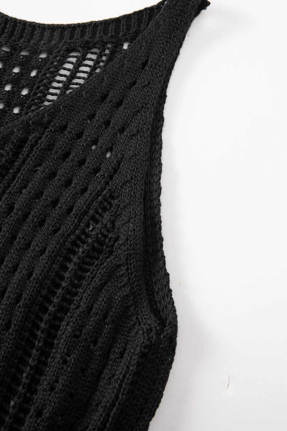 Black Crochet Knitted Mini Dress