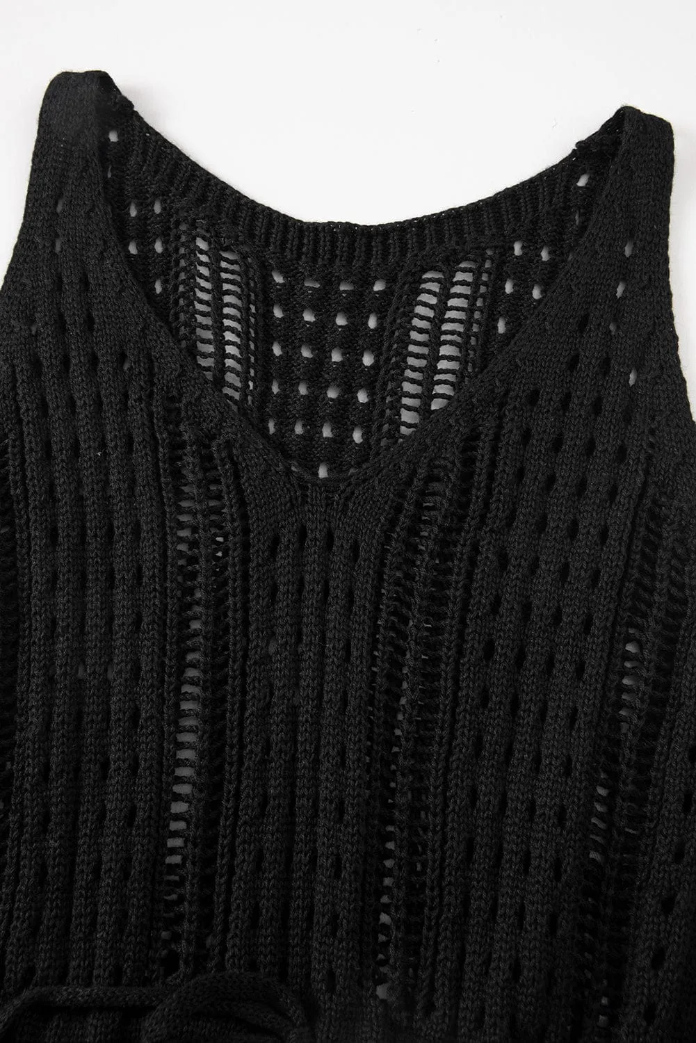 Black Crochet Knitted Mini Dress