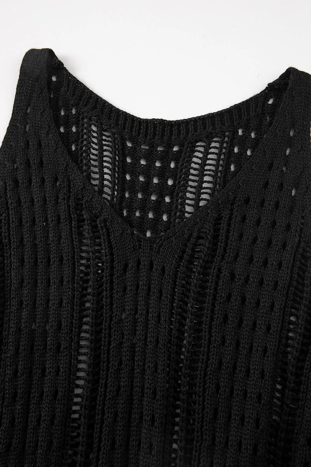 Black Crochet Knitted Mini Dress