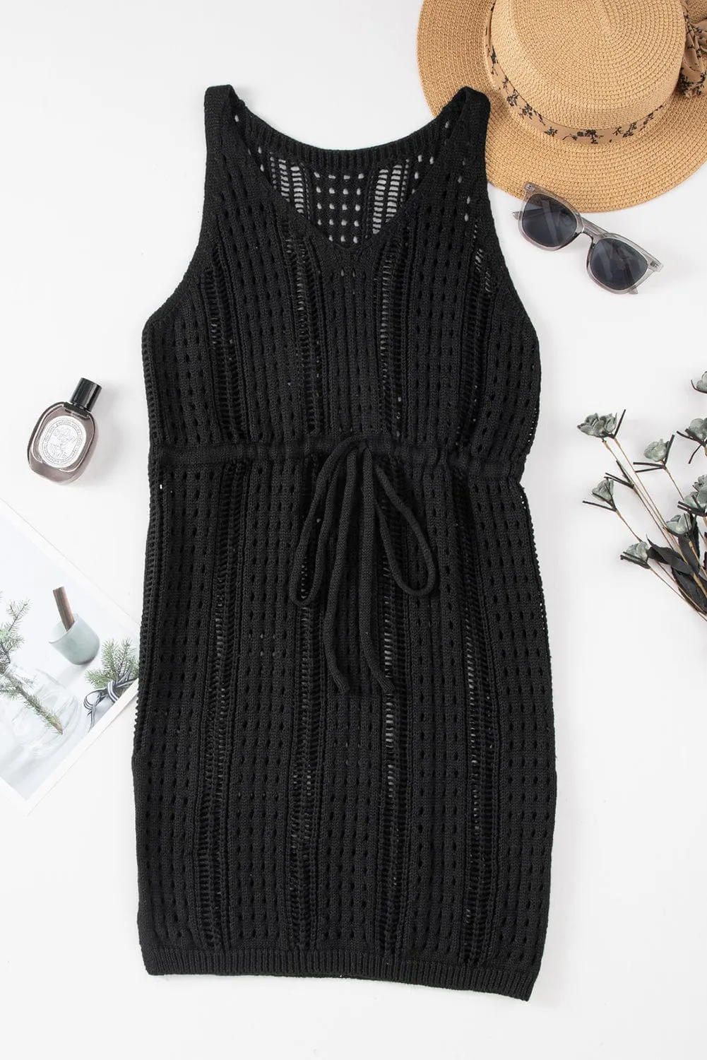 Black Crochet Knitted Mini Dress