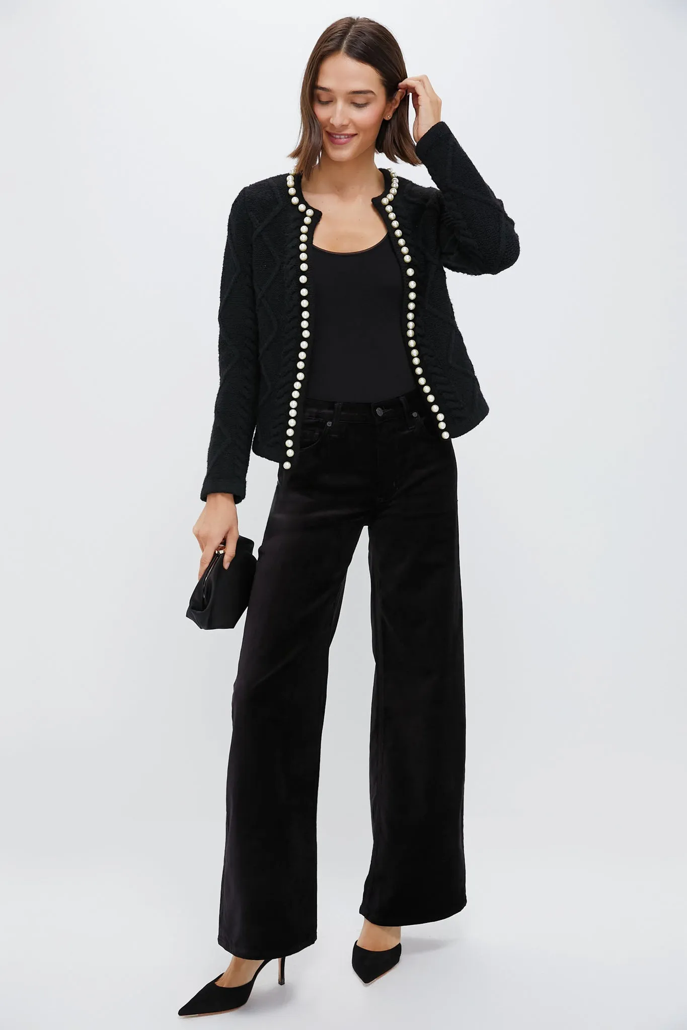 Black Pearl Trim Piper Cardigan