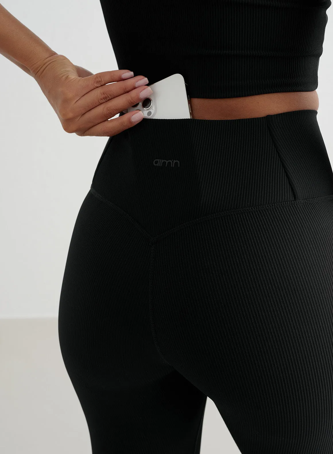 Black Ribbed Performance Tights