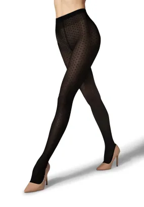 Black Satin Touch Dots Tights