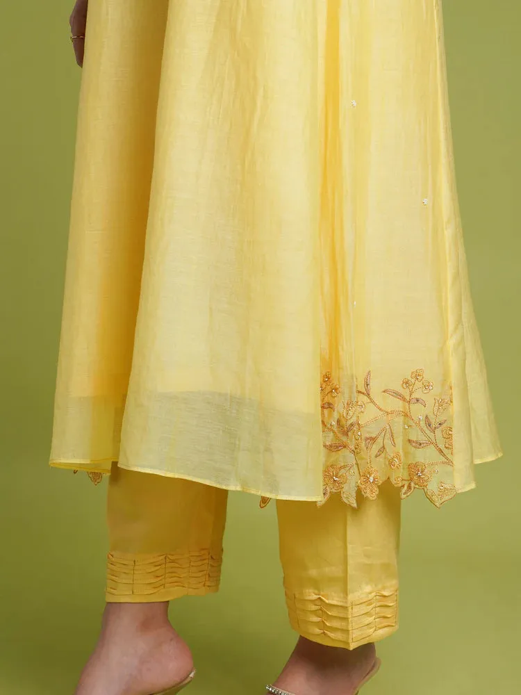 Bloom Flare Kurta Set- Yellow