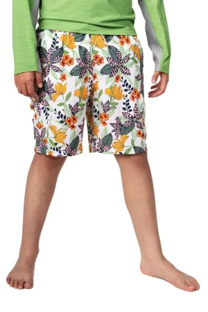 Boy's Island Swim Trunks  |  Apricot Crush Floral Paradise