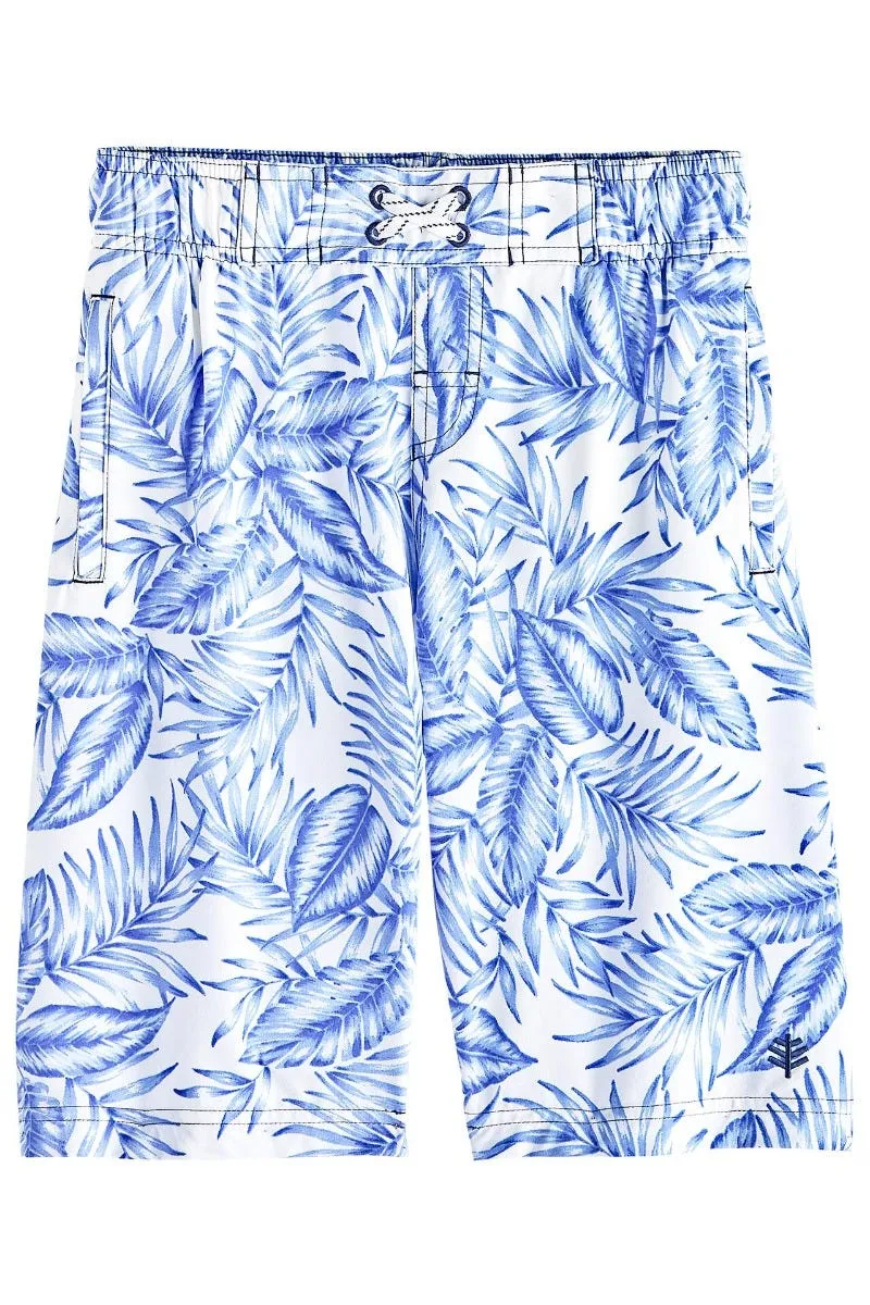 Boy's Island Swim Trunks  |  White Ohana Palm