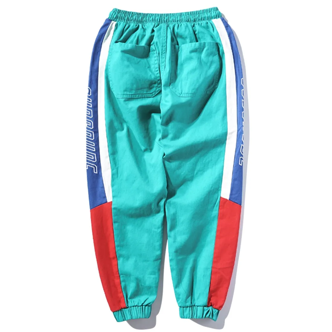 Bright Color Block Patchwork Men Jogger Sweat Pants