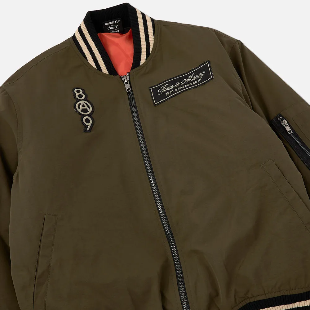 Burning Time Bomber Jacket Olive