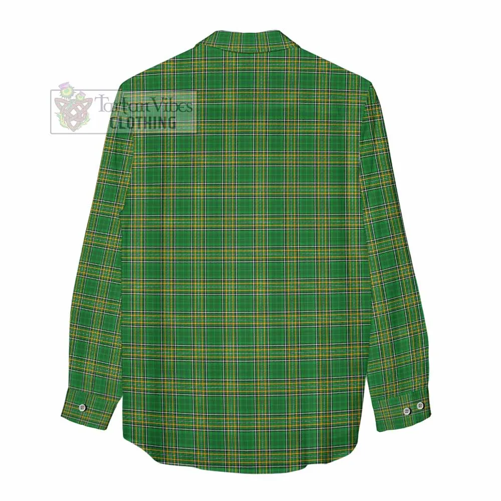 Burt Irish Clan Tartan Women's Casual Shirt with Coat of Arms