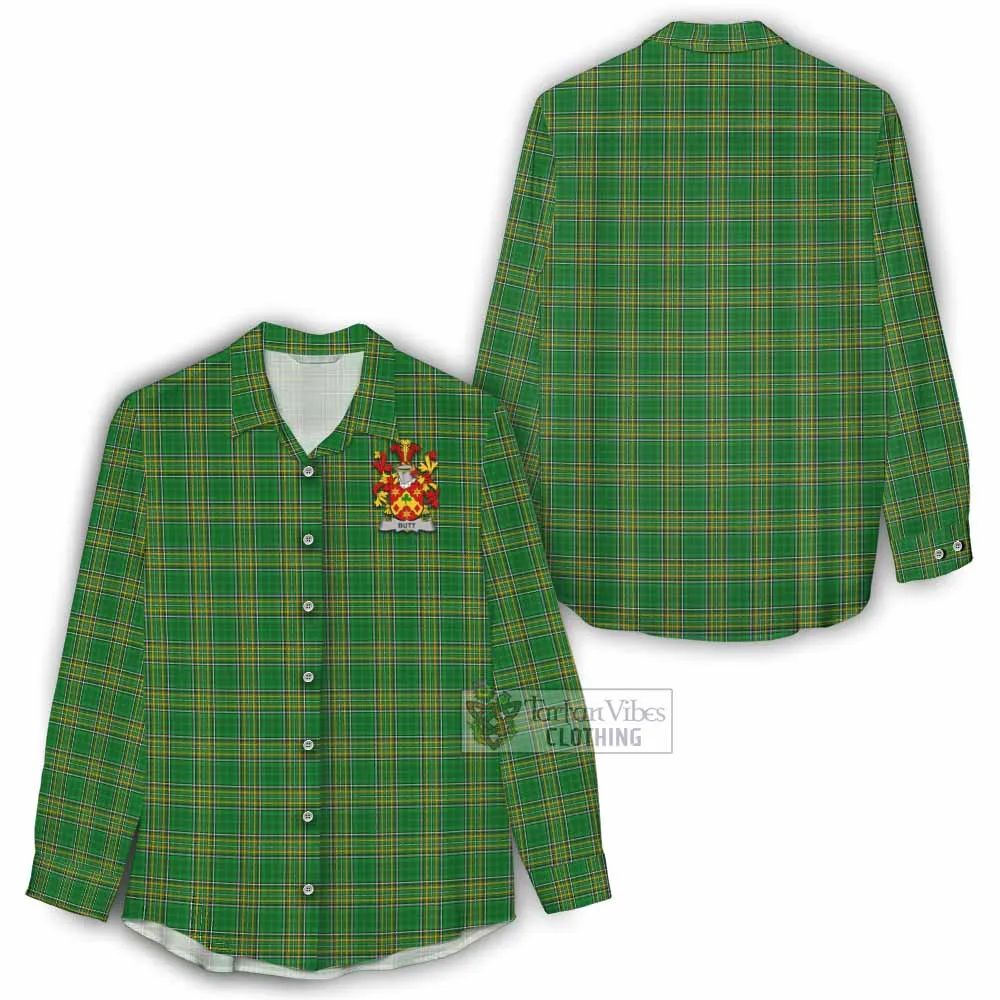 Butt Irish Clan Tartan Women's Casual Shirt with Coat of Arms
