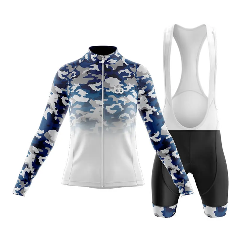 Camouflage Neck Club Cycling Kit (V3) (Blue-White)