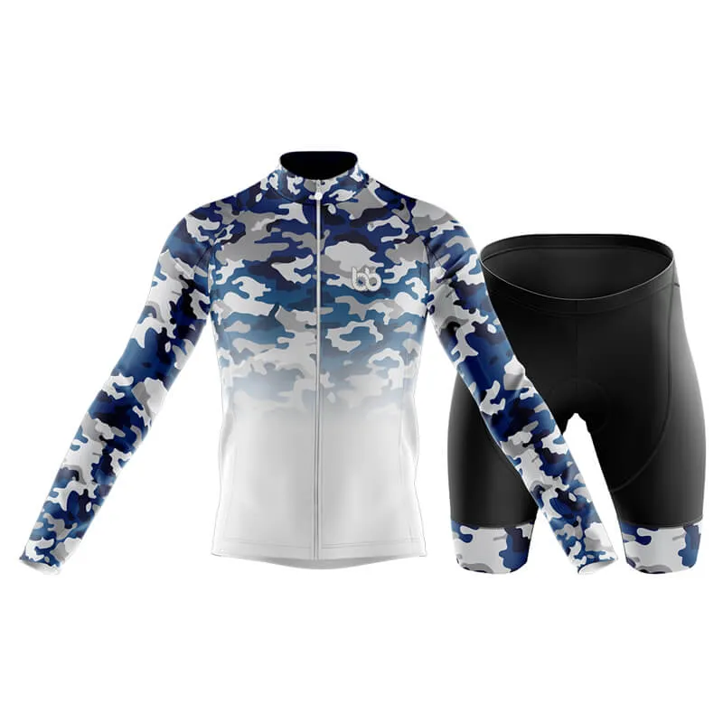 Camouflage Neck Club Cycling Kit (V3) (Blue-White)