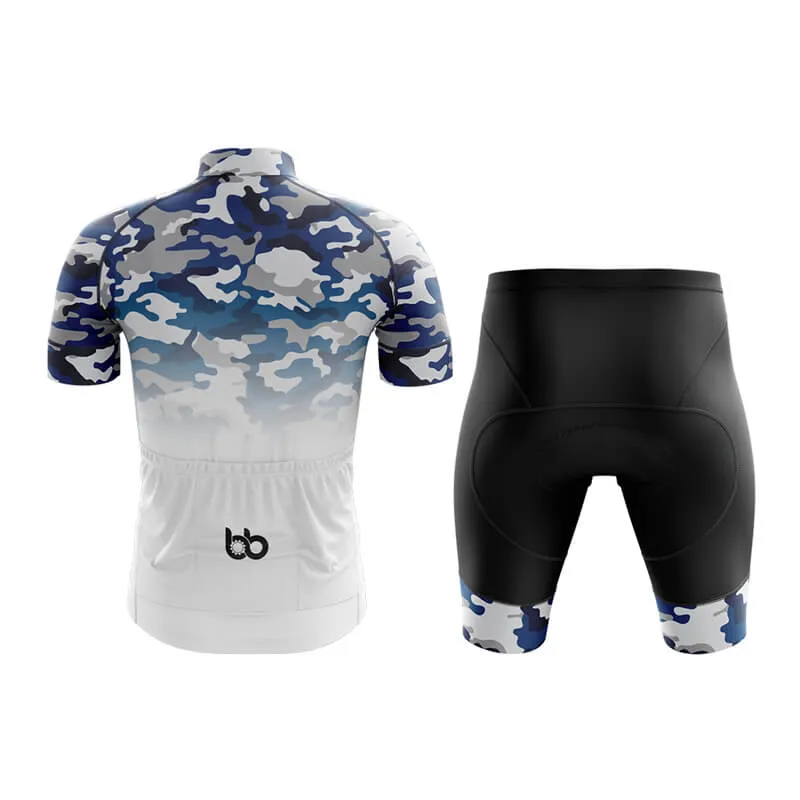 Camouflage Neck Club Cycling Kit (V3) (Blue-White)