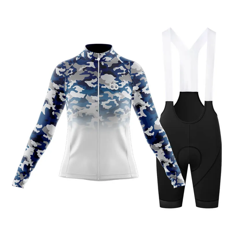 Camouflage Neck Club Cycling Kit (V3) (Blue-White)