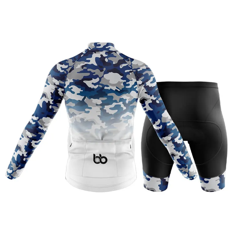 Camouflage Neck Club Cycling Kit (V3) (Blue-White)