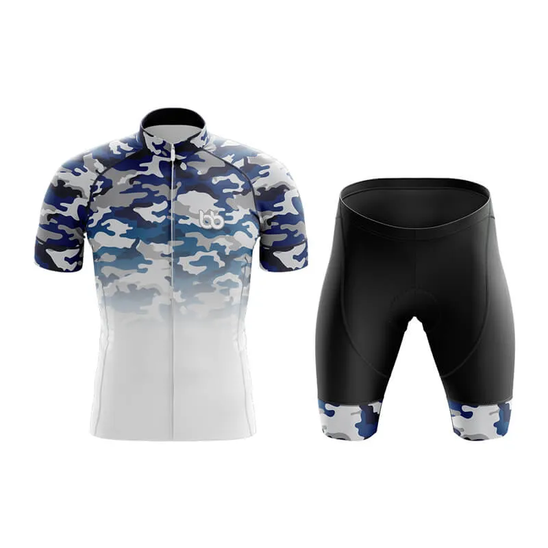 Camouflage Neck Club Cycling Kit (V3) (Blue-White)