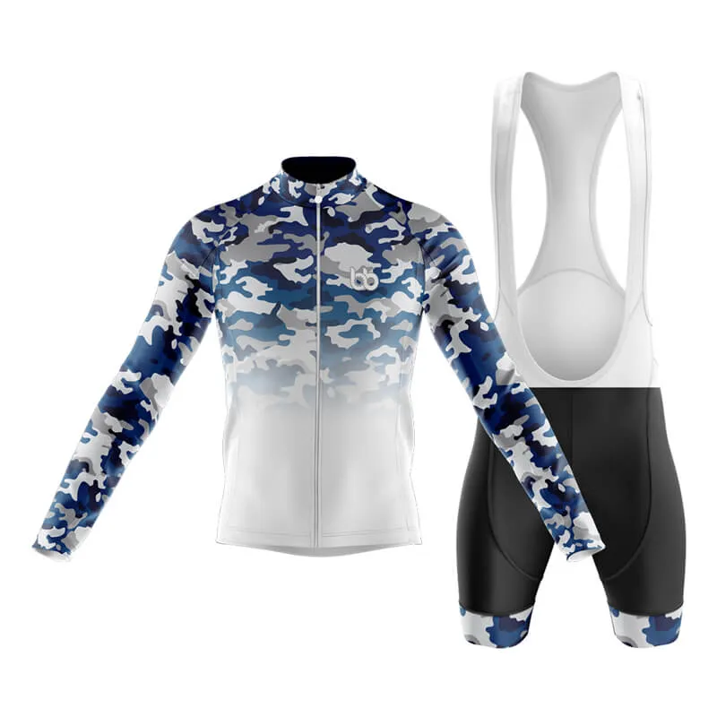 Camouflage Neck Club Cycling Kit (V3) (Blue-White)