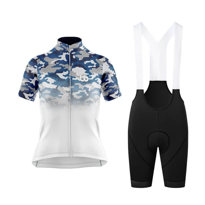 Camouflage Neck Club Cycling Kit (V3) (Blue-White)